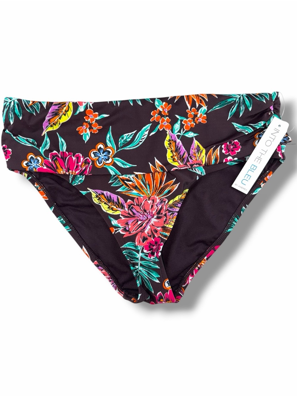 Bleu Rod Beattie Into The Bleu Tropical Floral Foldover Bikini Bottom NWT M
